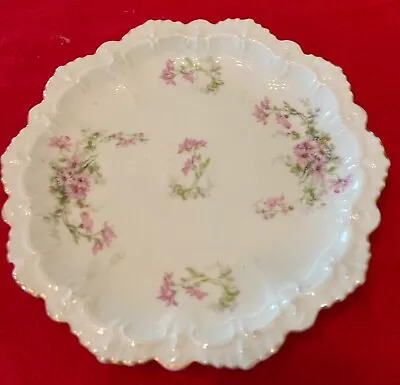 Antique MZ Moritz Zdekauer AUSTRIA Fine China Pink ROSE 6 1/4 Desert Plate • $5.99