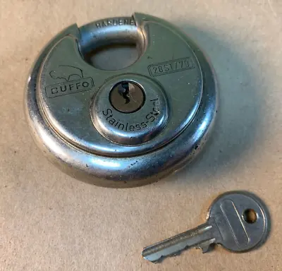 Abus Buffo 28/70 Stainless Steel Round Discus Keyed Padlock & 1 Key - Germany • $12.99