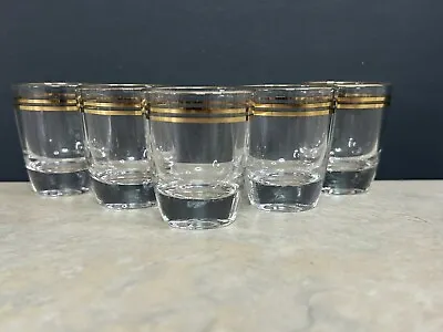 Vintage Gold Rim Trimmed Small Shot Glass Set Of 5 Glasses  MCM • $15.99