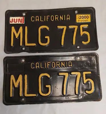 Vintage 1963 California Matching Pair Black & Yellow License Plates MLG  775 • $99.99