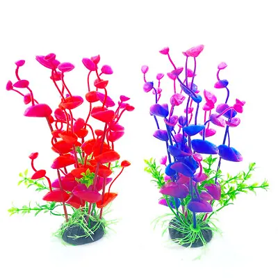 $5.95 • Buy Aquarium Fish Tank Decoration Ornament Artificial Plastic Plant Purple Red 8  H