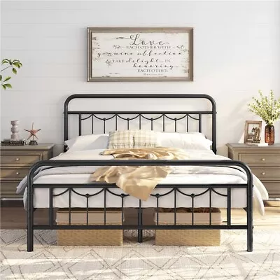 Twin/Full/Queen Metal Bed Frame With Vintage Headboard Black/Antique Gold • $115.99