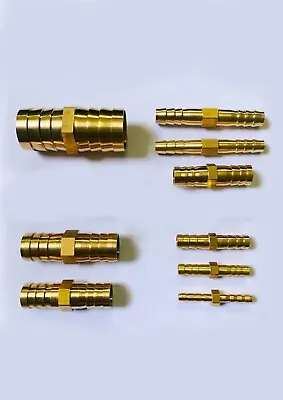 £2.50 • Buy Metal Brass Straight Hose Joiner Barbed Connector Air Fuel Water Pipe Gas Tubing