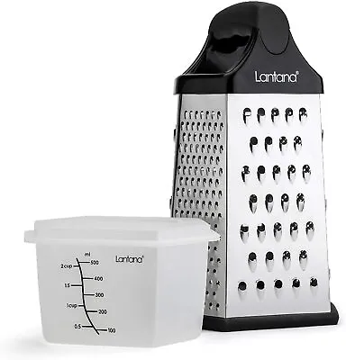 Cheese Grater With Container & Lid Handheld Vegetable Box Slicer Shredder Zester • £11.95