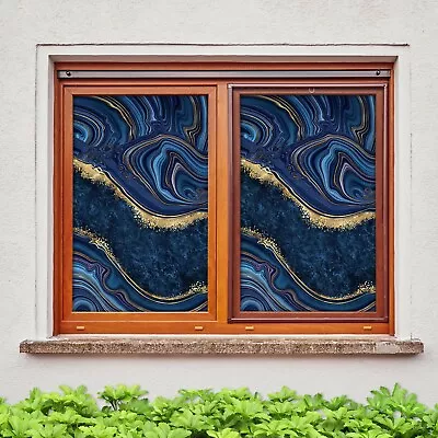 3D Blue Texture A946 Window Film Print Sticker Cling Stained Glass UV Zoe • $29.99