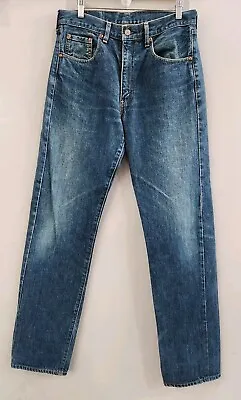 Vintage Levis Big E 502 Selvedge Redline 32x34 Blue Denim Jeans Japanese J22 • $169.99