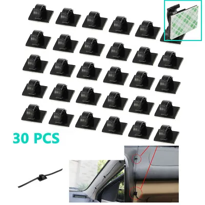 30PCS Mini Self Adhesive Car Wire Clips Rectangle Tie Sticker Cable Cord Holder • £3.59