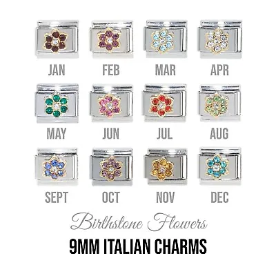 £4.99 • Buy Flower (a) Birthstone 9mm Italian Charm - Fits 9mm Italian Charm Bracelets