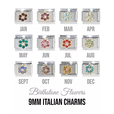 £4.99 • Buy Flower (a) Birthstone 9mm Italian Charm - Fits 9mm Italian Charm Bracelets
