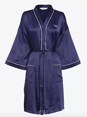 $65 • Buy New Peter Alexander Navy Chic Poly Satin Dressing Gown Small S Rrp$129
