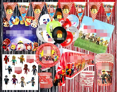 Party Supplies Birthday Decoration Theme Balloon Topper Banner Roblox Cupcake • $10.99