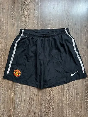 MANCHESTER UNITED AWAY 2010 - 2011 FOOTBALL SOCCER SHORTS NIKE Sz. L • $29.99