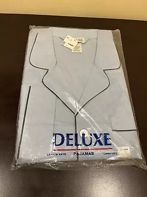 NEW! NIP! Vintage Men’s Deluxe Long Sleeve Pajamas Set Pants Shirt Blue Size XL • $51.37