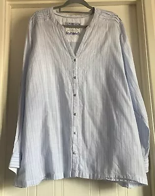 M & S Indigo Pale Blue Striped Blouse - Size 22 • £4.50