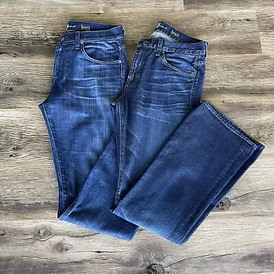 Lot Of 2 -7 Seven For All Mankind Brett Jeans Mens 31x34  32x34 Medium Wash Boot • $49.99