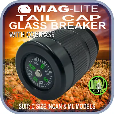 Maglite Upgrade C Cell Tail Cap Pro Compass & Glass Breaker New/old/ml Models Au • $23.30