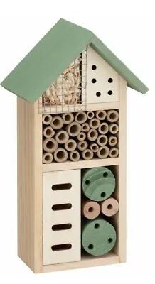 Wooden Insect Bee House Natural Wood Bug Hotel Shelter Garden Nest Box Nesting • £4