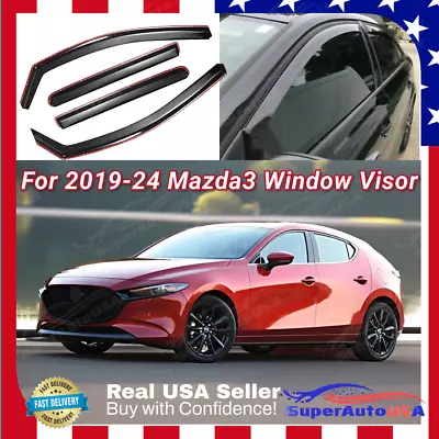 For 19-24 Mazda 3 Hatchback In-Channel Window Visors Wind Guards Weather Shields • $49.95