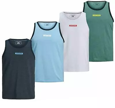 £9.99 • Buy Jack & Jones Men's Slim-Fit Vest Crew Neck Sleeveless Cotton Tank Top Gym Sports