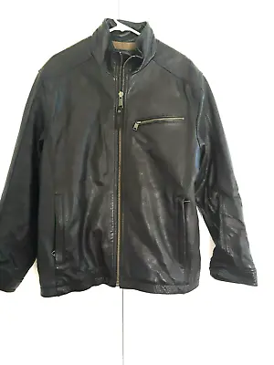 Marc New York Andrew Marc Men Leather Jacket Moto Quilted Lining Filer Black L • $70