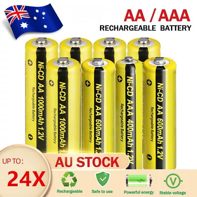 Rechargeable AA AAA Battery For Solar Garden Light Ni-Cd 1.2V Battery Button Top • $16.75