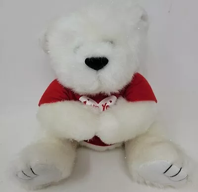 Vintage Valentines White Teddy Bear I Love You This Much Plush Stuffed Animal 6  • $23