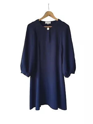 Veronika Maine Navy Blue Dress Size 14 Balloon Sleeve Corporate Shift • $39