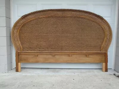 Bombe Wicker King Size Headboard Rattan Sunrise Regency West Indies Art Deco • $350