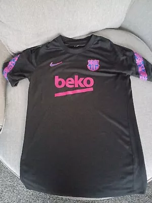 £12.50 • Buy Nike FC Barcelona 2021-2022 CL Pre-Match Training Shirt - Pink & Black- Size M 