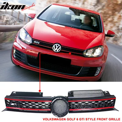 Fits 10-14 Golf MK6 Mesh GTI Style Black Red Front Grille Logo Base - ABS • $54.66
