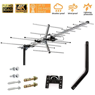 Indoor Outdoor Digital Yagi Antenna For 4K 1080P 40ft Cable Up To 200 Mile Range • $41.99