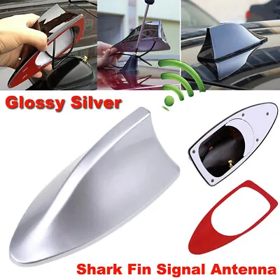 Silver Universal Car Shark Fin Roof FM/AM Sigal Radio Antenna Aerial Auto Decor • $16.71