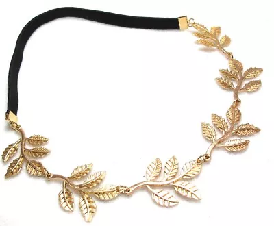 Metallic Sweet Lady Golden Leaf Flower Elastic Hair Band Headband • £4.99