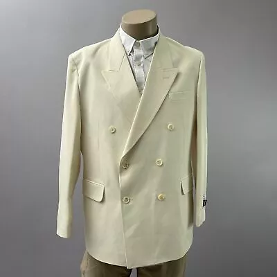 Bonelli Blazer 42R Men Cream White Double Breasted 6 Button Firenze Peak Suit • $45