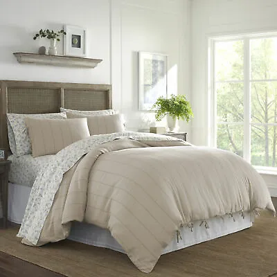 Laura Ashley - Landon - 2PC. Faux Linen Duvet Bed Cover Set - Twin - Beige • $79.99