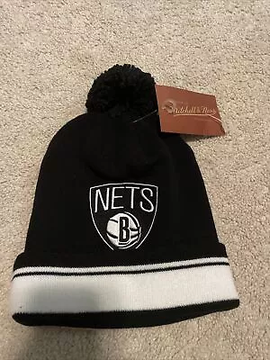 Mitchell & Ness Beanie Brooklyn Nets Cuffed Knits With PomPom #KJ61Z • $25