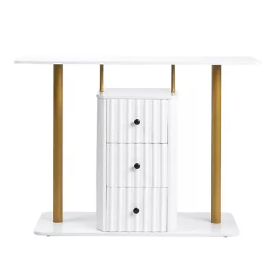 Modern Console Table With 3 Drawers Faux Marble Veneer Entryway Table Metal Fr • $144