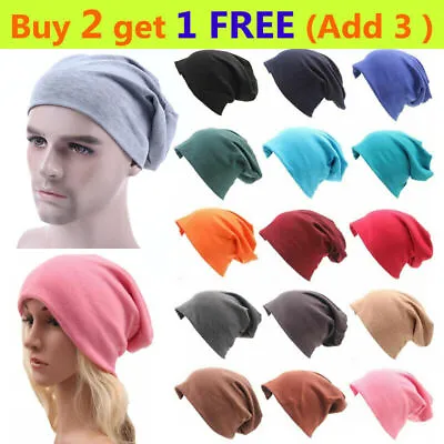 Men  Oversize Knitted Cotton Hat Slouch Stretch Beanie Women Skateboard Cap Uk • £5.30