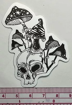 Mushroom Patch - Black & White Hippie Stickers Vinyl Decal Free Ship & Track • $4.99