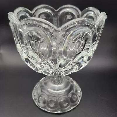 Antique Vtg L.E. Smith Moon And Stars Clear Glass Candy Compote • $26.95