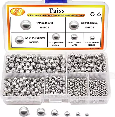 620PCS Precision Balls 6 Sizes 1/4  7/32  3/16  5/32  1/8  3/32  Precision Metal • $15.59