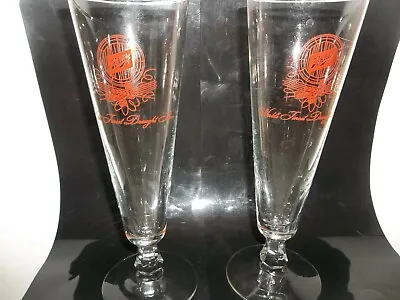 Vintage Lot 2 Schlitz Beer Glasses Footed Pilsner 9Oz 8.5  Tall Milwaukee • $13.29