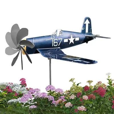 Metal Airplane Weather Vane Garden Decoration Aircraft Windmill  Outdoor • £12.96