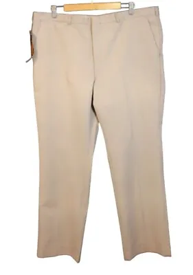 Vintage 1970s Mens Size 42 Stone Woven Pinstripe Straight Leg Slacks Pants NWT • $39.96
