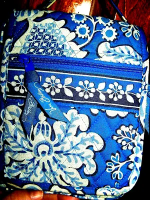Vera Bradley Crossbody Strap Purse Blue Lagoon Floral Small Bag Hipster Flap EC! • $16