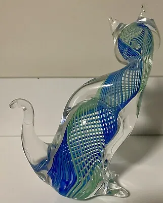 Vintage MURANO STYLE Art Glass Swirl Sitting Cat Italy • $35