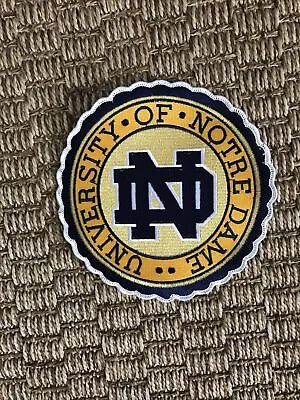 Vintage Notre Dame Large 7  Round Iron On Jacket Patch • $14.99