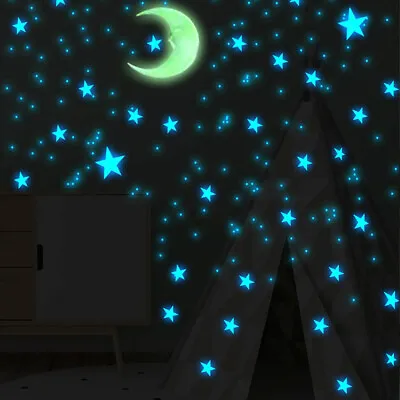 Home Glow In The Dark Stars Moon Wall Stickers Baby KIDS Room Luminous Decals • $5