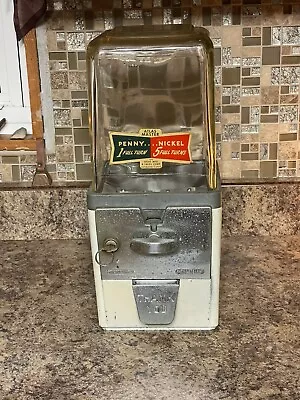 Vintage 1950’s Atlas Master Glass Dome Gumball Machine Penny/Nickel With Key • $230