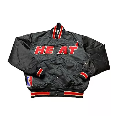 Vintage Miami Heat NBA Authentic Starter Nylon Jacket Adult Sz Large Made In USA • $450